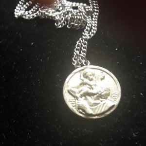 Sterling silver St Joseph medal with chain